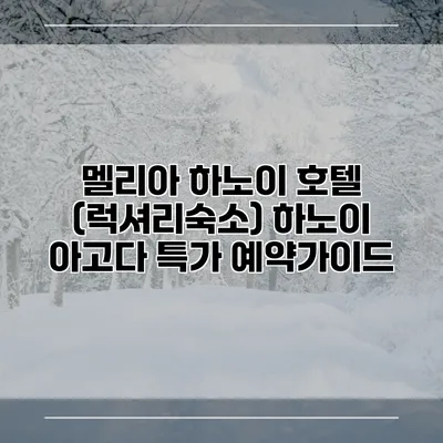 멜리아 하노이 호텔 (럭셔리숙소) 하노이 아고다 특가 예약가이드
