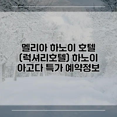 멜리아 하노이 호텔 (럭셔리호텔) 하노이 아고다 특가 예약정보