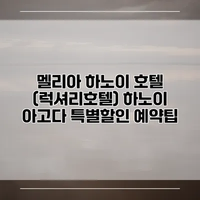 멜리아 하노이 호텔 (럭셔리호텔) 하노이 아고다 특별할인 예약팁