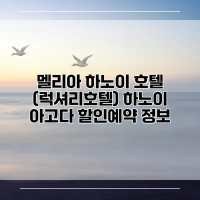 멜리아 하노이 호텔 (럭셔리호텔) 하노이 아고다 할인예약 정보