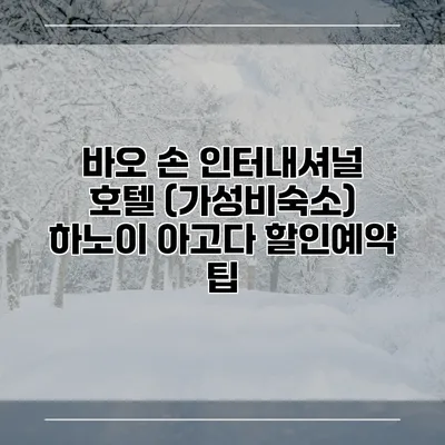 바오 손 인터내셔널 호텔 (가성비숙소) 하노이 아고다 할인예약 팁
