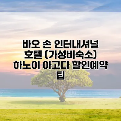 바오 손 인터내셔널 호텔 (가성비숙소) 하노이 아고다 할인예약 팁