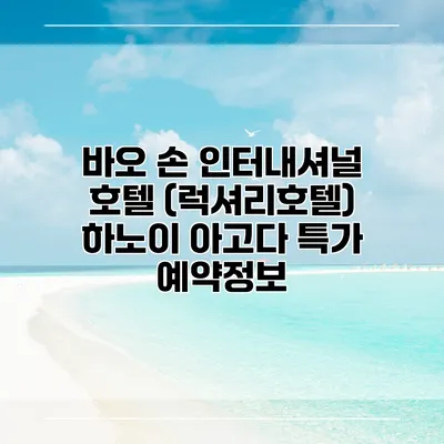 바오 손 인터내셔널 호텔 (럭셔리호텔) 하노이 아고다 특가 예약정보