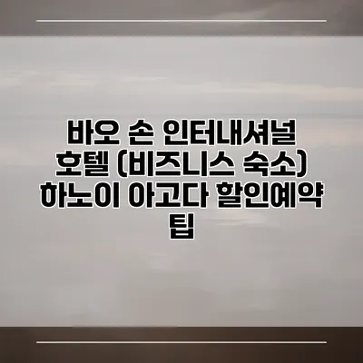 바오 손 인터내셔널 호텔 (비즈니스 숙소) 하노이 아고다 할인예약 팁