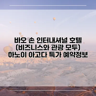 바오 손 인터내셔널 호텔 (비즈니스와 관광 모두) 하노이 아고다 특가 예약정보