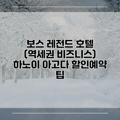 보스 레전드 호텔 (역세권 비즈니스) 하노이 아고다 할인예약 팁