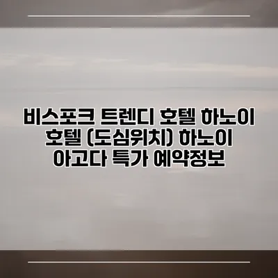 비스포크 트렌디 호텔 하노이 호텔 (도심위치) 하노이 아고다 특가 예약정보