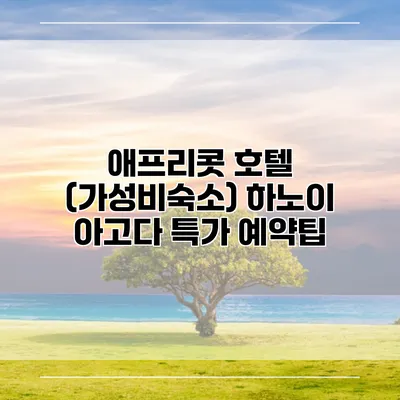 애프리콧 호텔 (가성비숙소) 하노이 아고다 특가 예약팁
