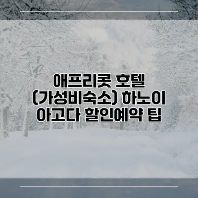 애프리콧 호텔 (가성비숙소) 하노이 아고다 할인예약 팁