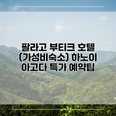 팔라고 부티크 호텔 (가성비숙소) 하노이 아고다 특가 예약팁